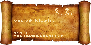 Koncsek Klaudia névjegykártya